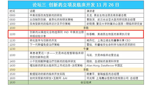 演讲题目：创新药从候选化合物选择到IND中美双注册申报经验分享 